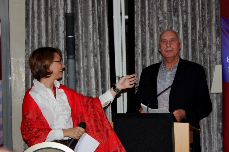 Georges Lazu during his speech and Dana Moldoveanu the event's host