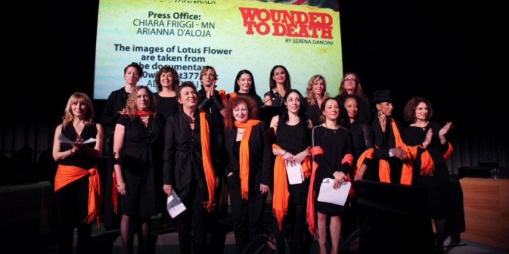 Photo: Courtesy of Mismaonda: Serena Dandini on stage in Washington, at the Organisation of American States (OAS), 19 November 2013; Credit Neige De Benedetti.