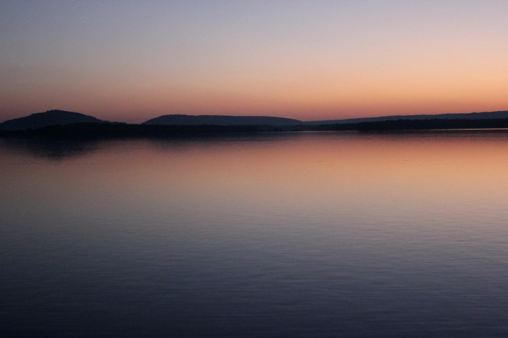 Sunset by the Madine lake in France