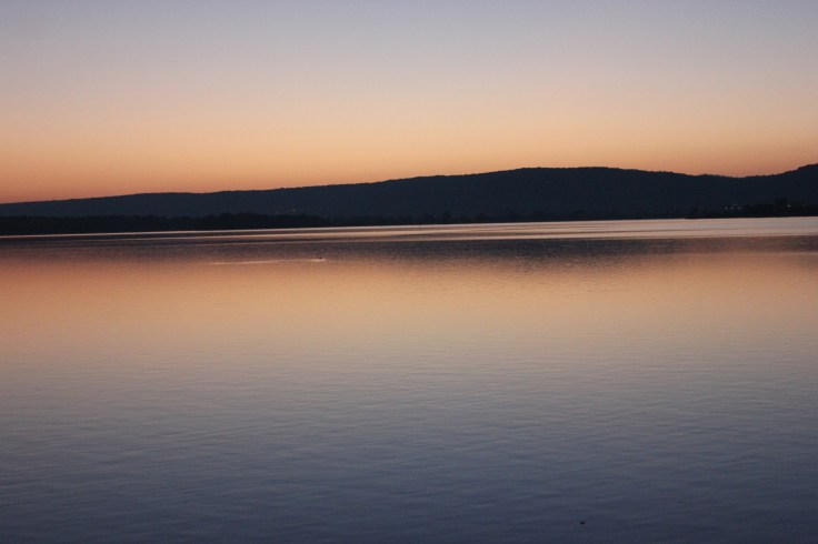 Sunset on the 1st of November 2014 on the Madine Lake in France