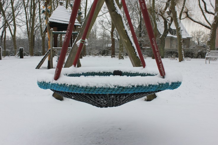 Snowy Playground in Howald, in southern Luxembourg